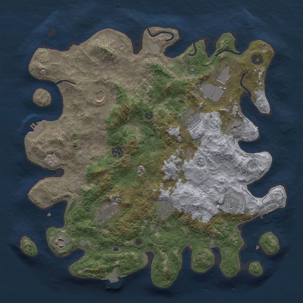 Rust Map: Procedural Map, Size: 3950, Seed: 1844968, 17 Monuments