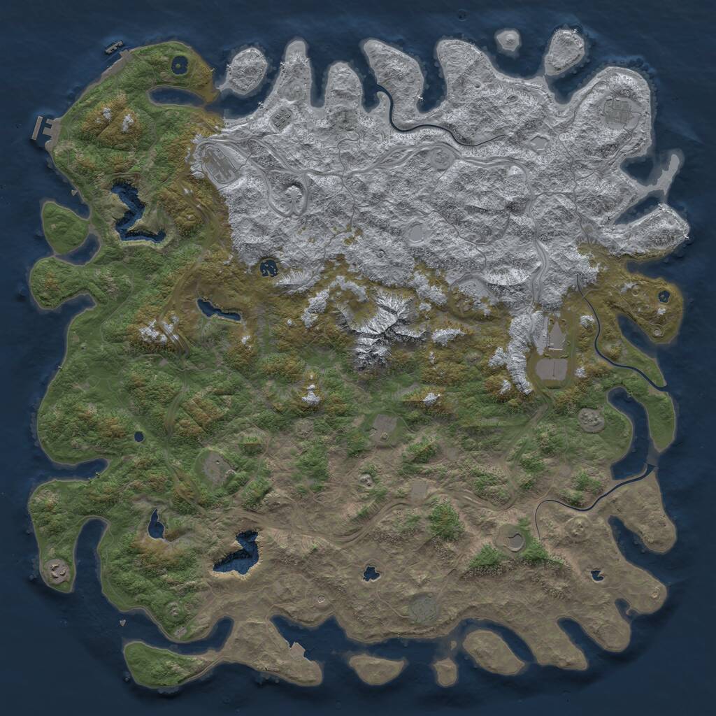 Rust Map: Procedural Map, Size: 6000, Seed: 32157401, 17 Monuments