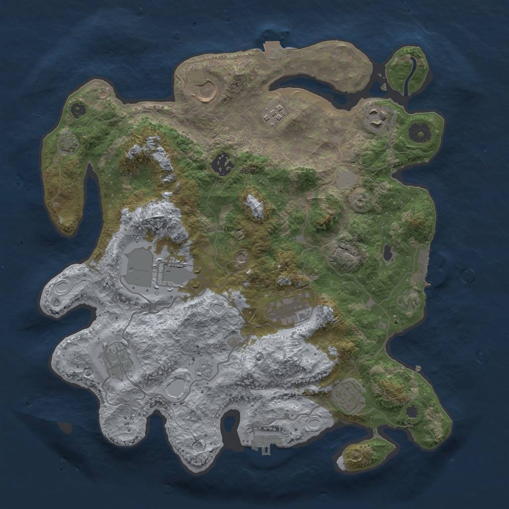 Rust Map: Procedural Map, Size: 3550, Seed: 77928491, 16 Monuments
