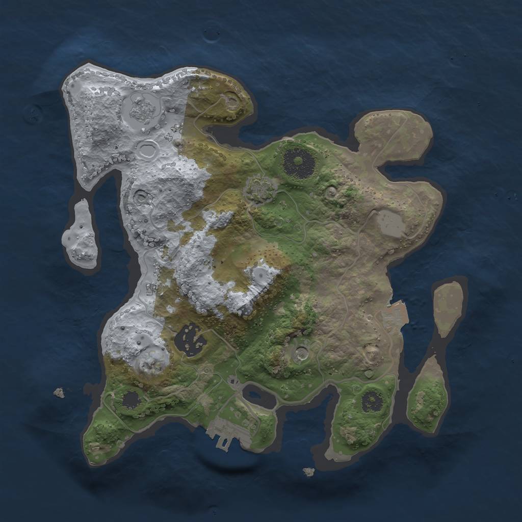 Rust Map: Procedural Map, Size: 2500, Seed: 523073439, 8 Monuments