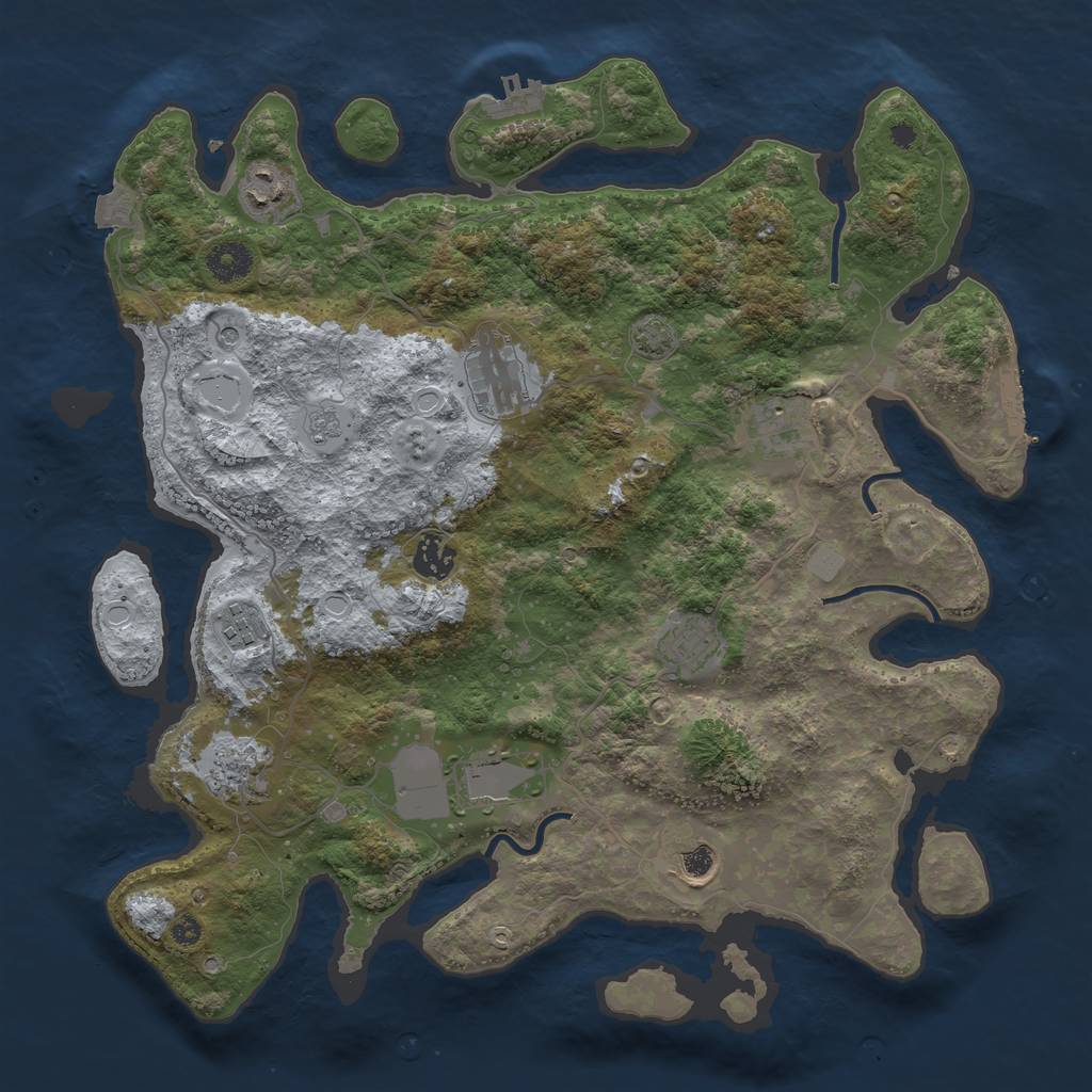 Rust Map: Procedural Map, Size: 3800, Seed: 996453303, 17 Monuments