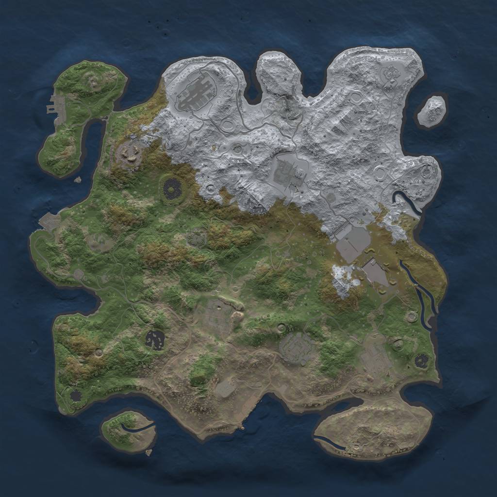 Rust Map: Procedural Map, Size: 3650, Seed: 2483403, 16 Monuments