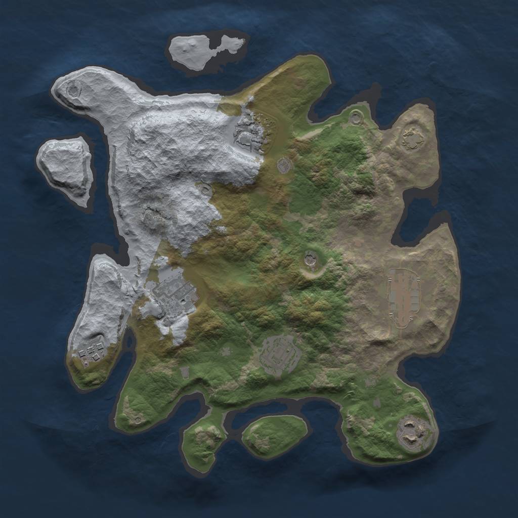 Rust Map: Barren, Size: 3000, Seed: 1040044123, 10 Monuments