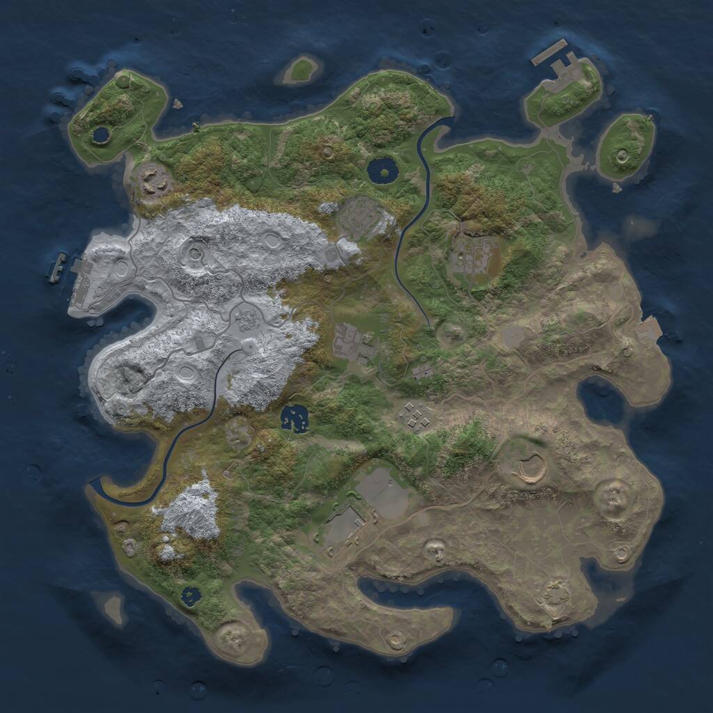 Rust Map: Procedural Map, Size: 3650, Seed: 64062820, 14 Monuments