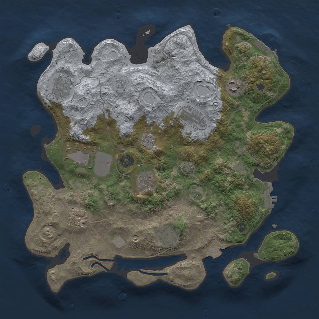 Rust Map: Procedural Map, Size: 3500, Seed: 109216633, 16 Monuments