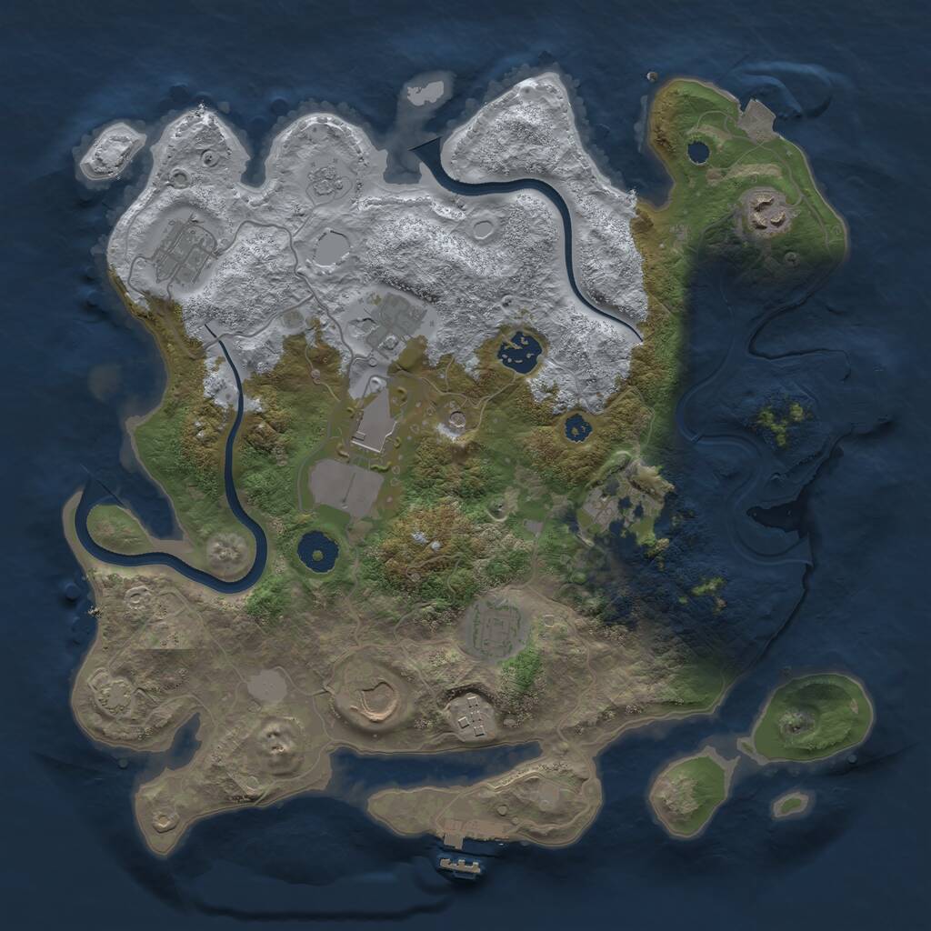 Rust Map: Procedural Map, Size: 3500, Seed: 109216633, 15 Monuments