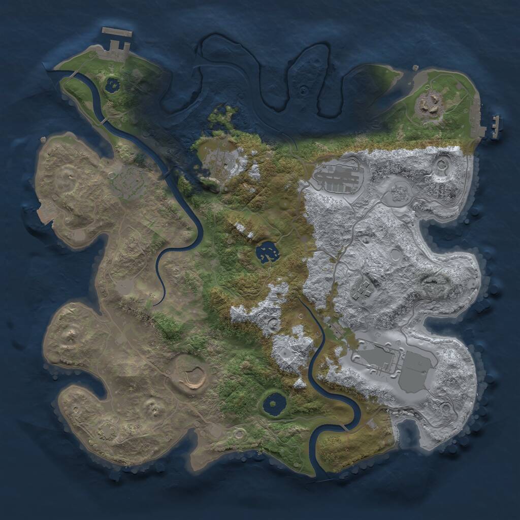 Rust Map: Procedural Map, Size: 3500, Seed: 997620274, 14 Monuments