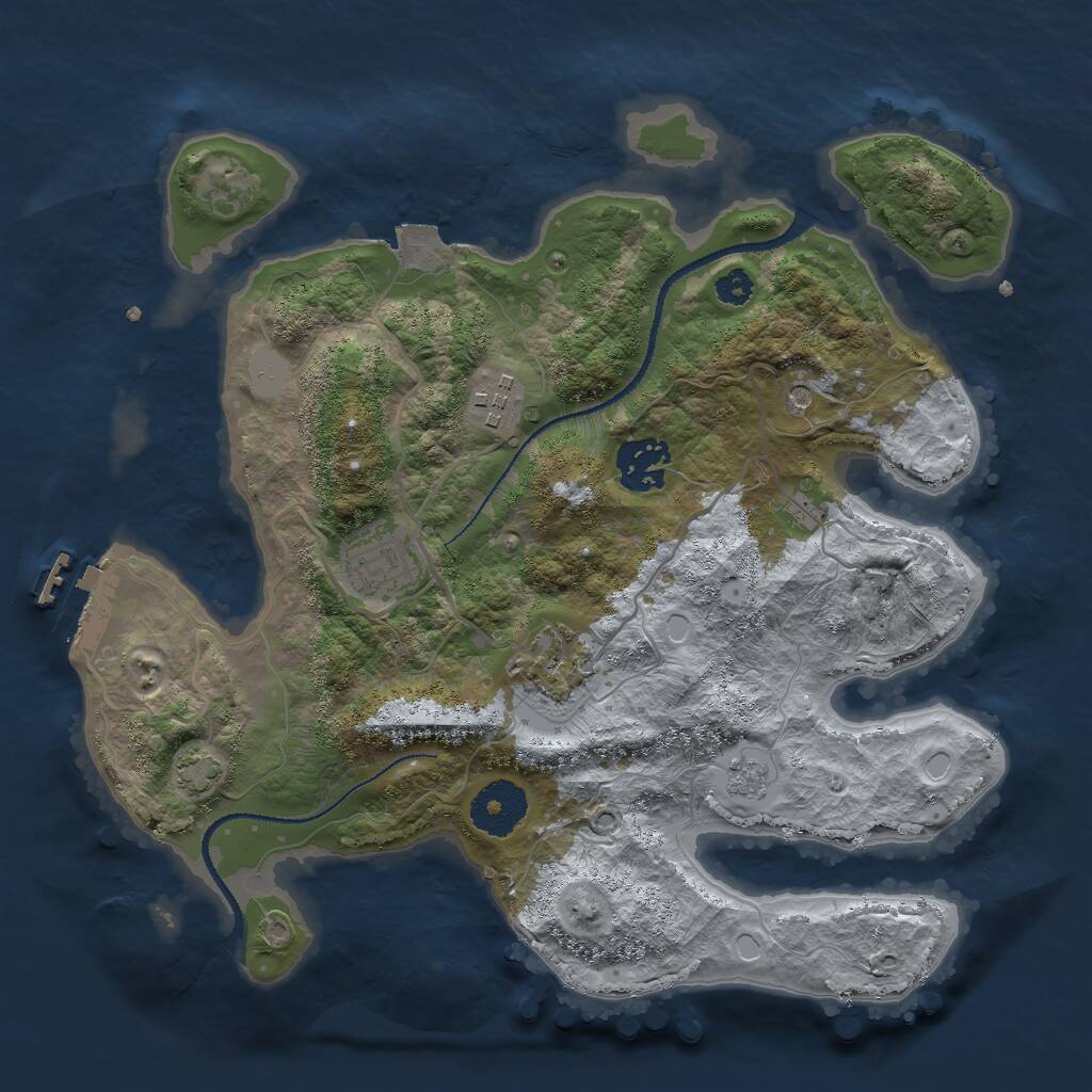 Rust Map: Procedural Map, Size: 3000, Seed: 8163400, 9 Monuments