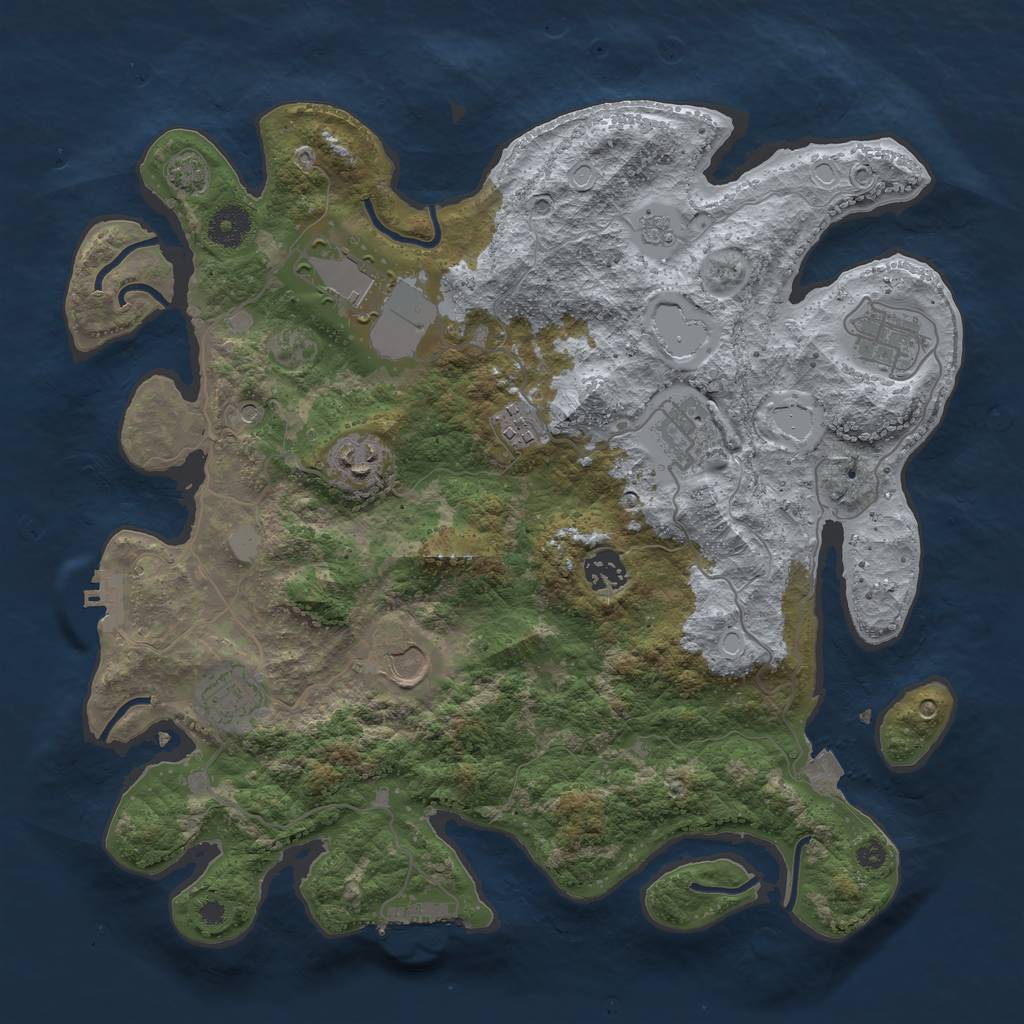 Rust Map: Procedural Map, Size: 3650, Seed: 72915118, 16 Monuments