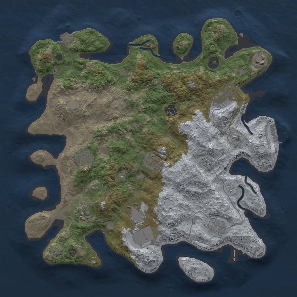 Rust Map: Procedural Map, Size: 3750, Seed: 3610836, 16 Monuments