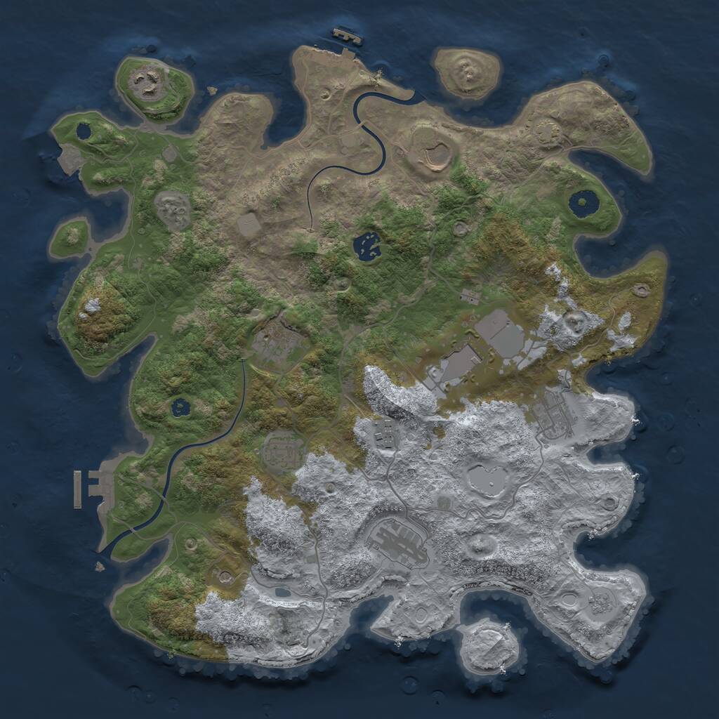 Rust Map: Procedural Map, Size: 3800, Seed: 70416029, 15 Monuments