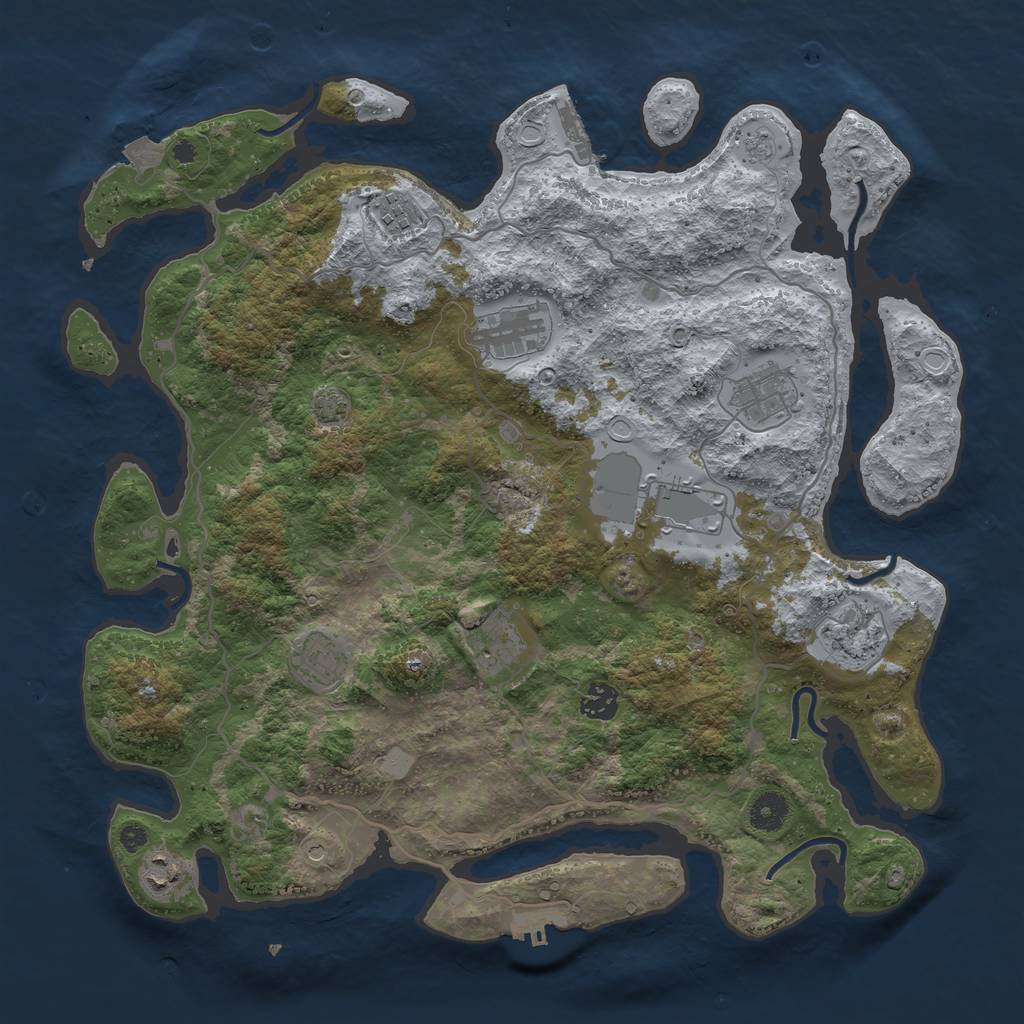 Rust Map: Procedural Map, Size: 4000, Seed: 55386740, 17 Monuments