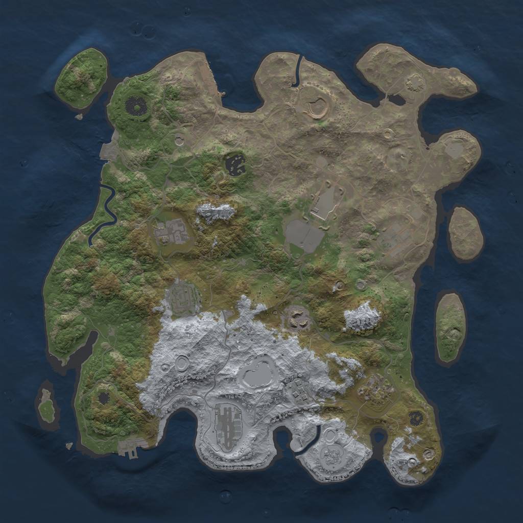 Rust Map: Procedural Map, Size: 3700, Seed: 34865019, 18 Monuments