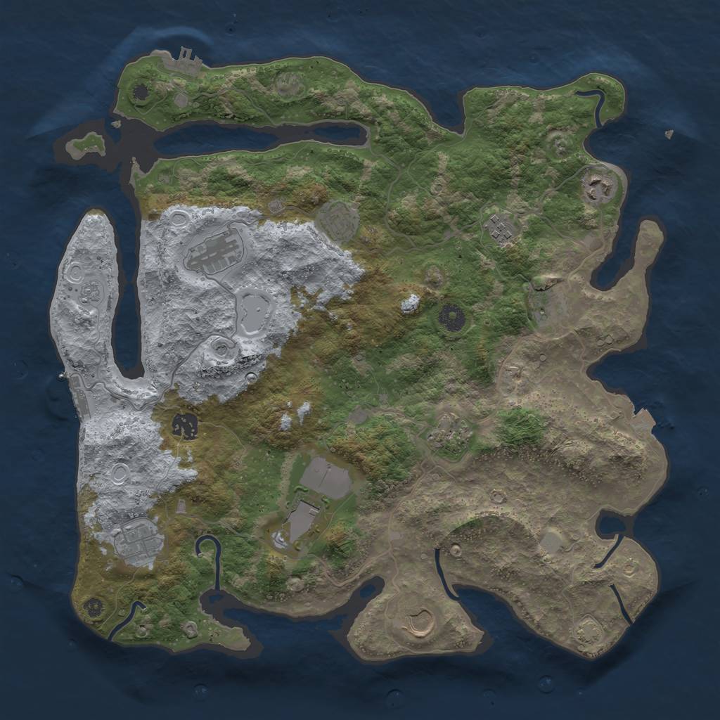 Rust Map: Procedural Map, Size: 3950, Seed: 35636331, 18 Monuments