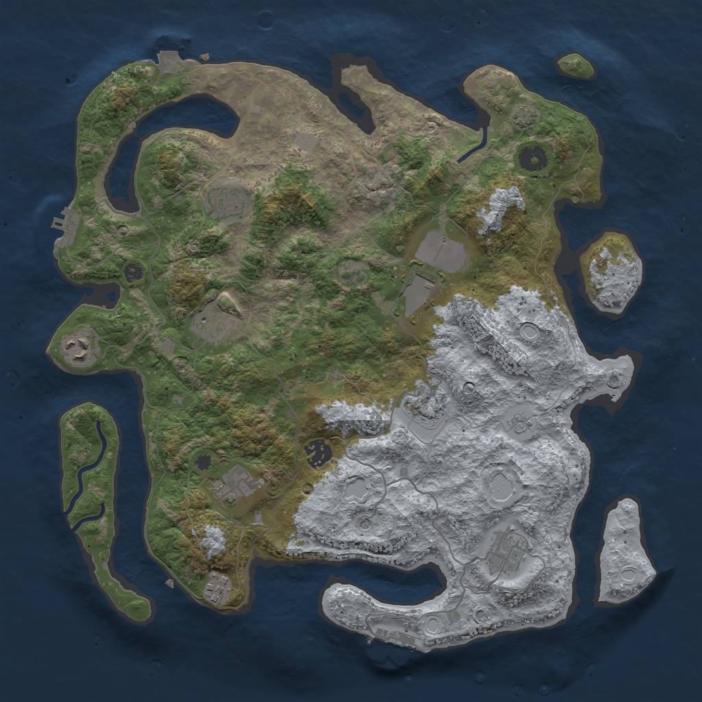 Rust Map: Procedural Map, Size: 3850, Seed: 48181506, 17 Monuments