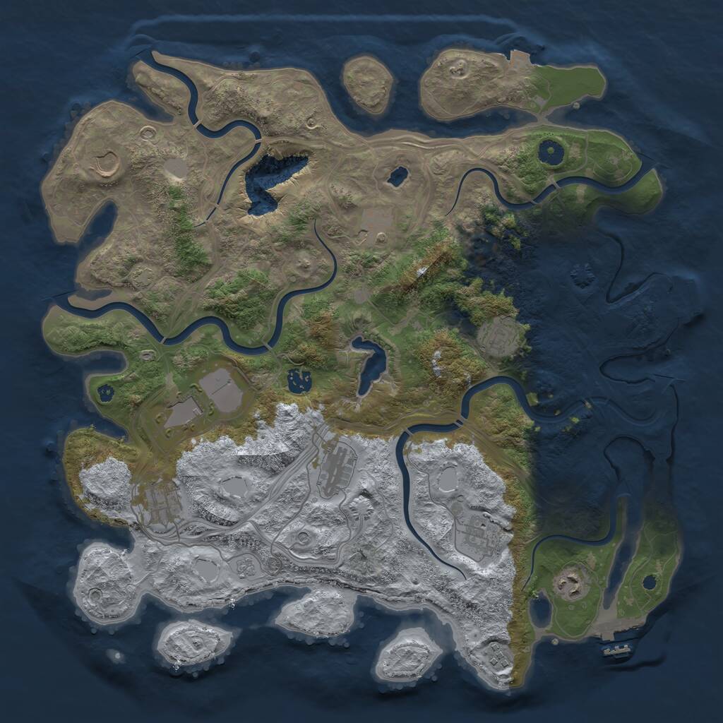 Rust Map: Procedural Map, Size: 4250, Seed: 18319680, 16 Monuments