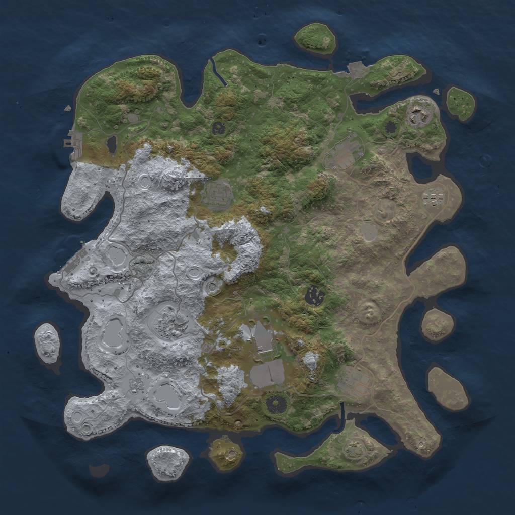 Rust Map: Procedural Map, Size: 3850, Seed: 84031100, 16 Monuments