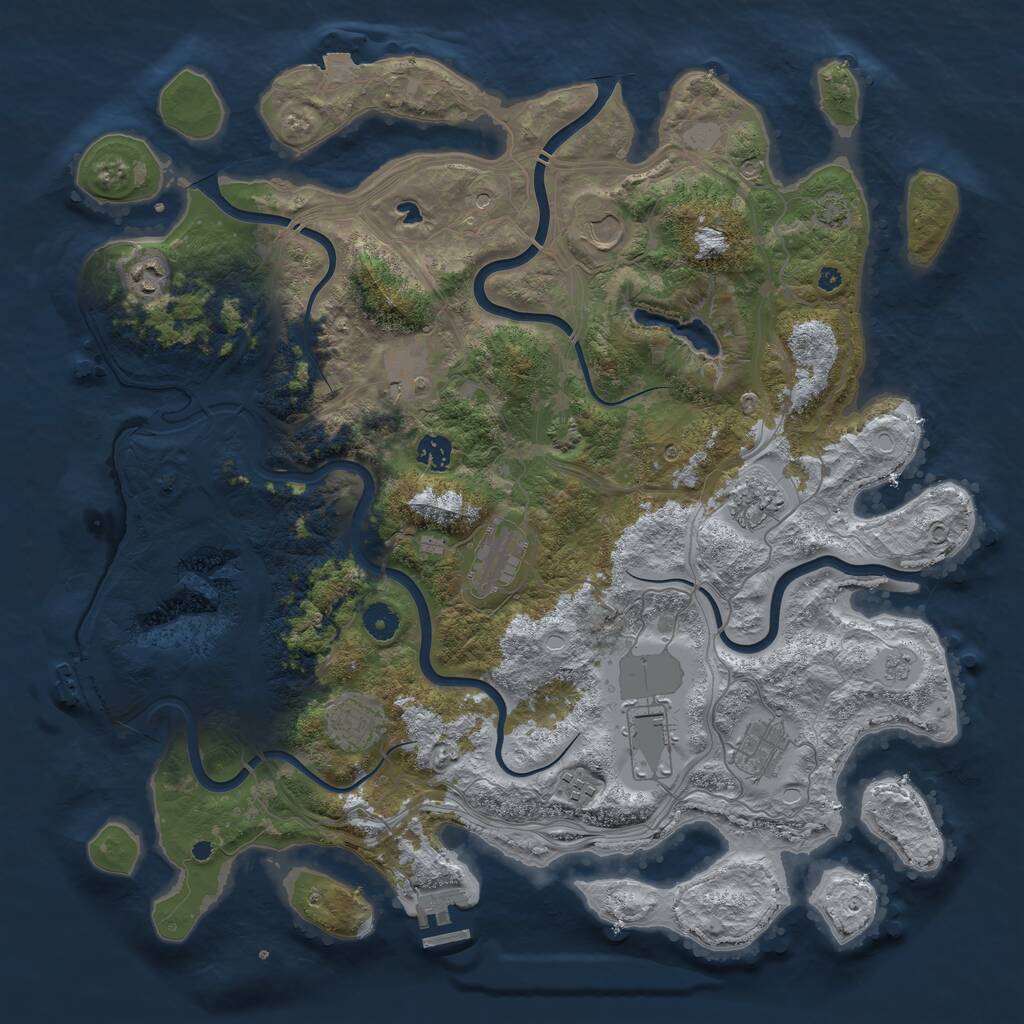 Rust Map: Procedural Map, Size: 4300, Seed: 14285675, 16 Monuments