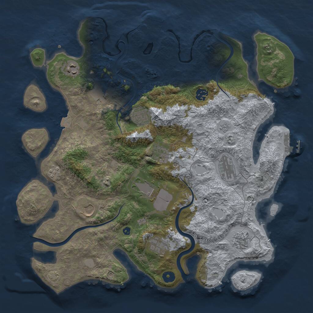 Rust Map: Procedural Map, Size: 3900, Seed: 80145936, 17 Monuments