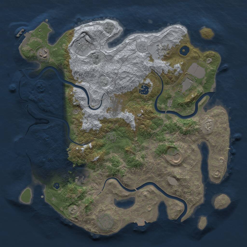 Rust Map: Procedural Map, Size: 3850, Seed: 93513783, 16 Monuments