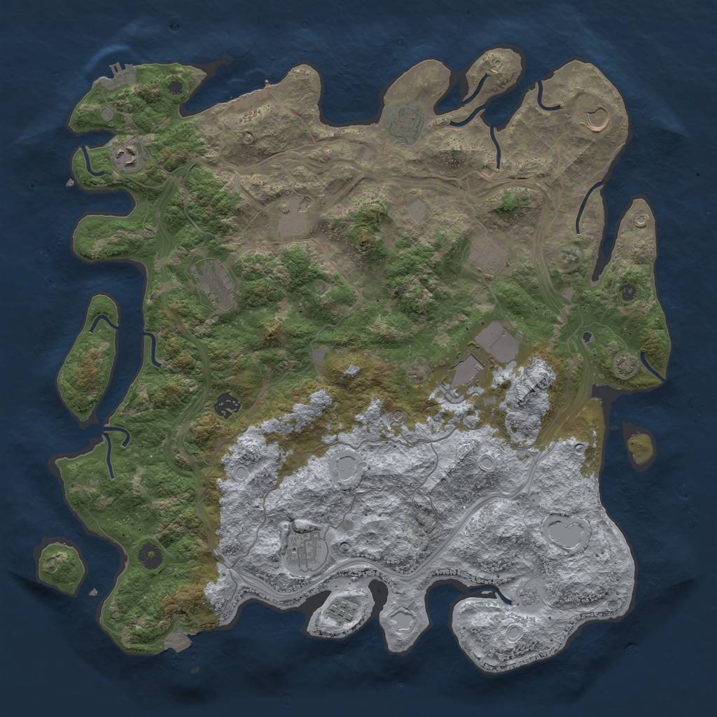Rust Map: Procedural Map, Size: 4400, Seed: 31437493, 18 Monuments