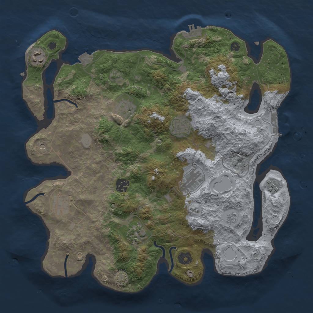 Rust Map: Procedural Map, Size: 3450, Seed: 89930922, 16 Monuments