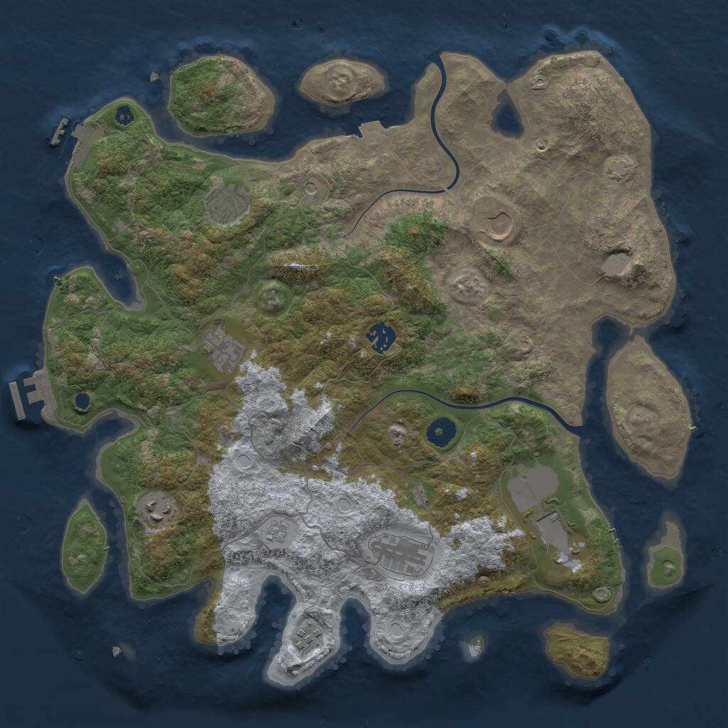 Rust Map: Procedural Map, Size: 3850, Seed: 583651977, 14 Monuments