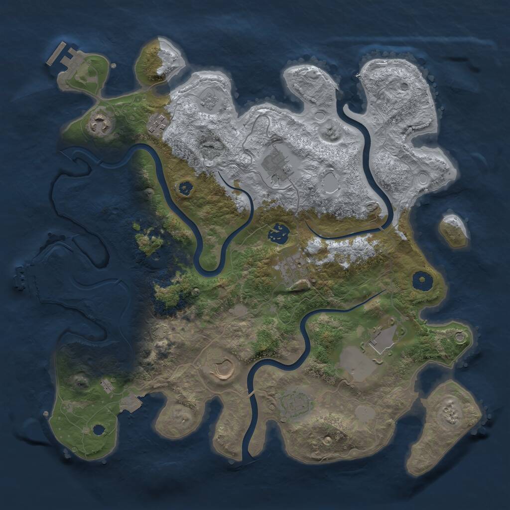Rust Map: Procedural Map, Size: 3750, Seed: 41837873, 14 Monuments