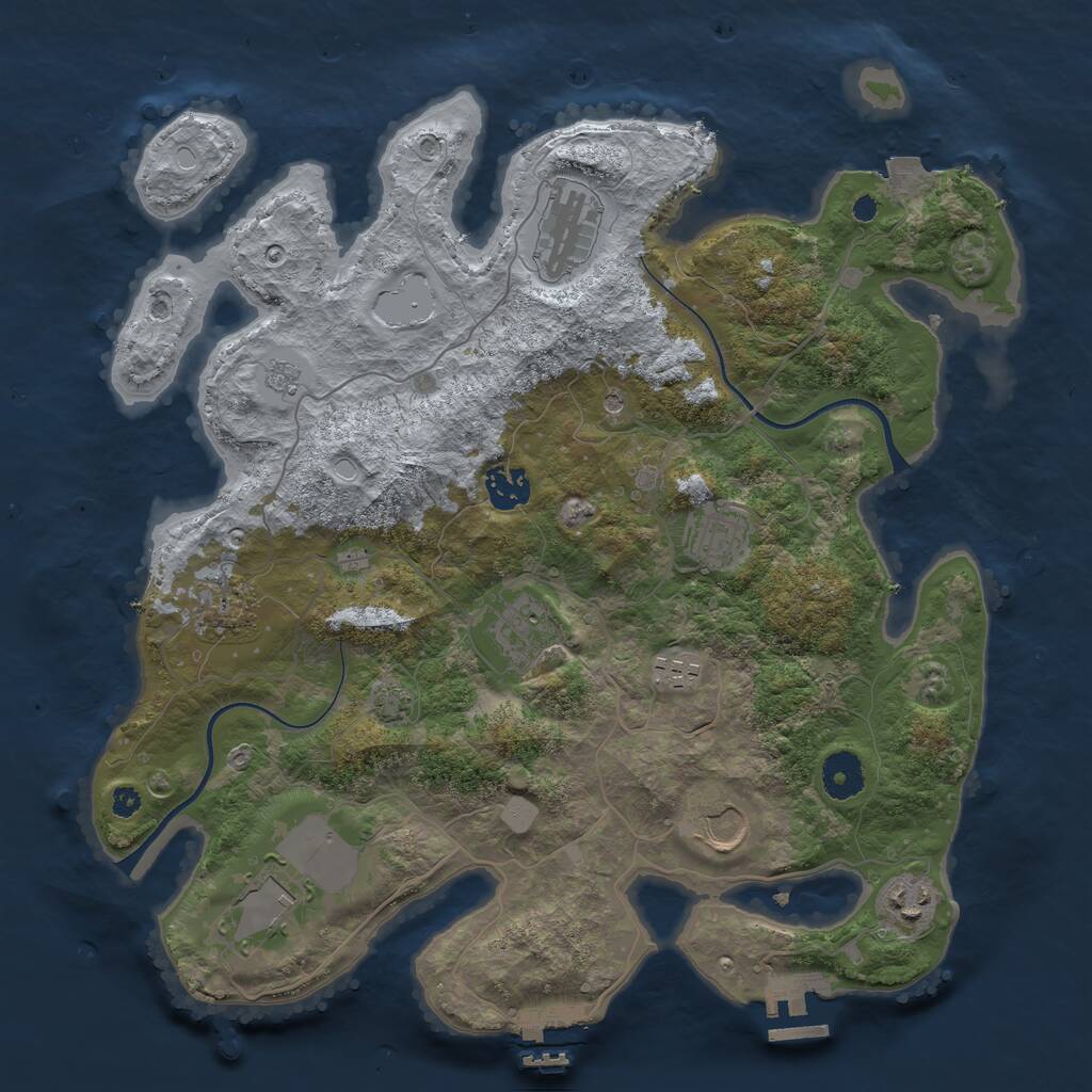 Rust Map: Procedural Map, Size: 3650, Seed: 65720488, 15 Monuments