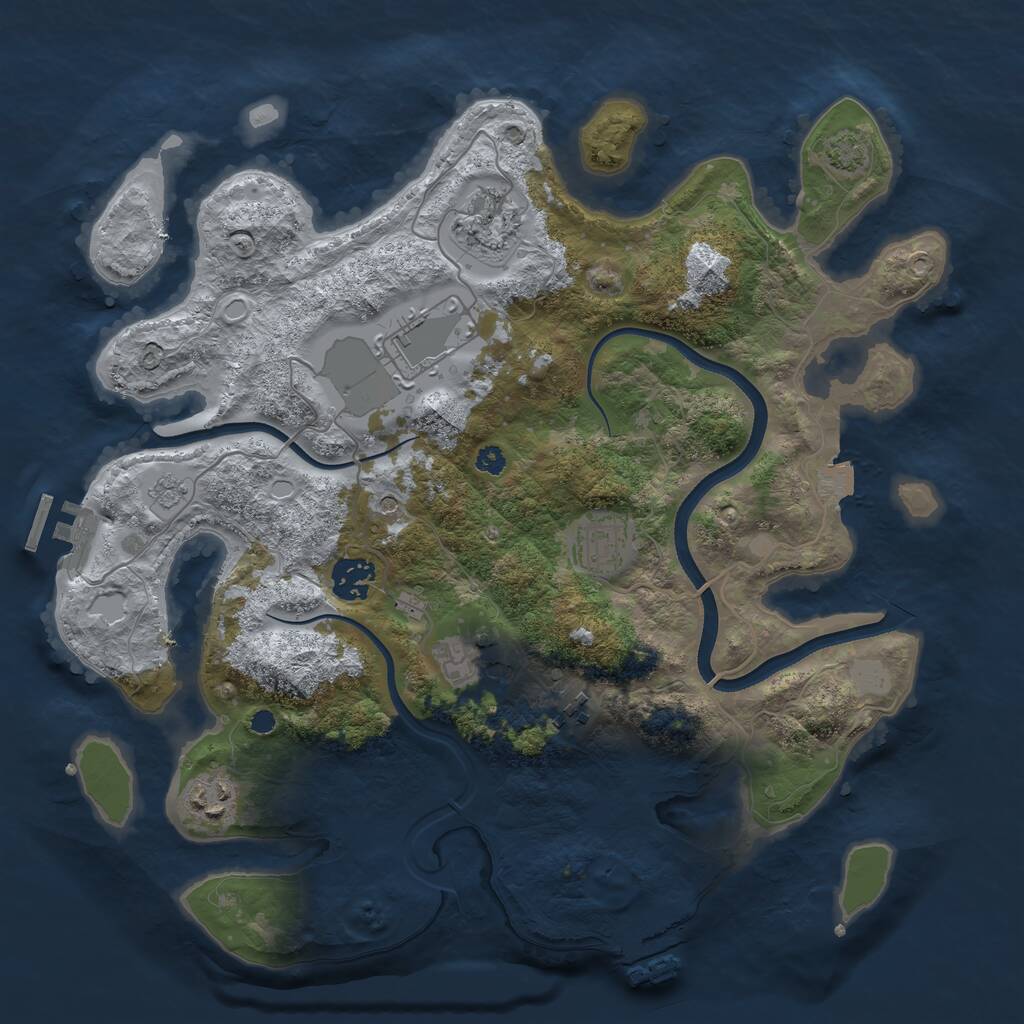 Rust Map: Procedural Map, Size: 3500, Seed: 794443326, 13 Monuments