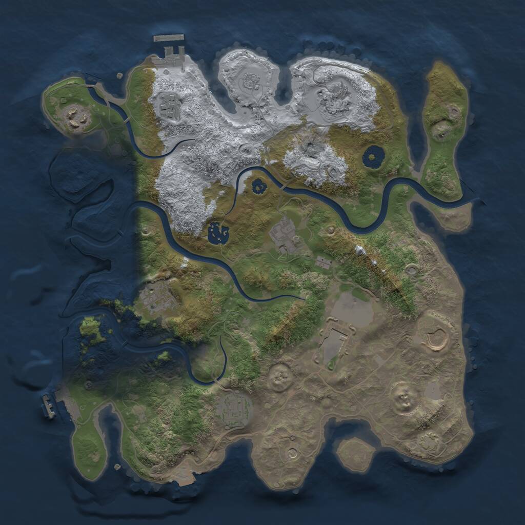 Rust Map: Procedural Map, Size: 3500, Seed: 35038073, 15 Monuments