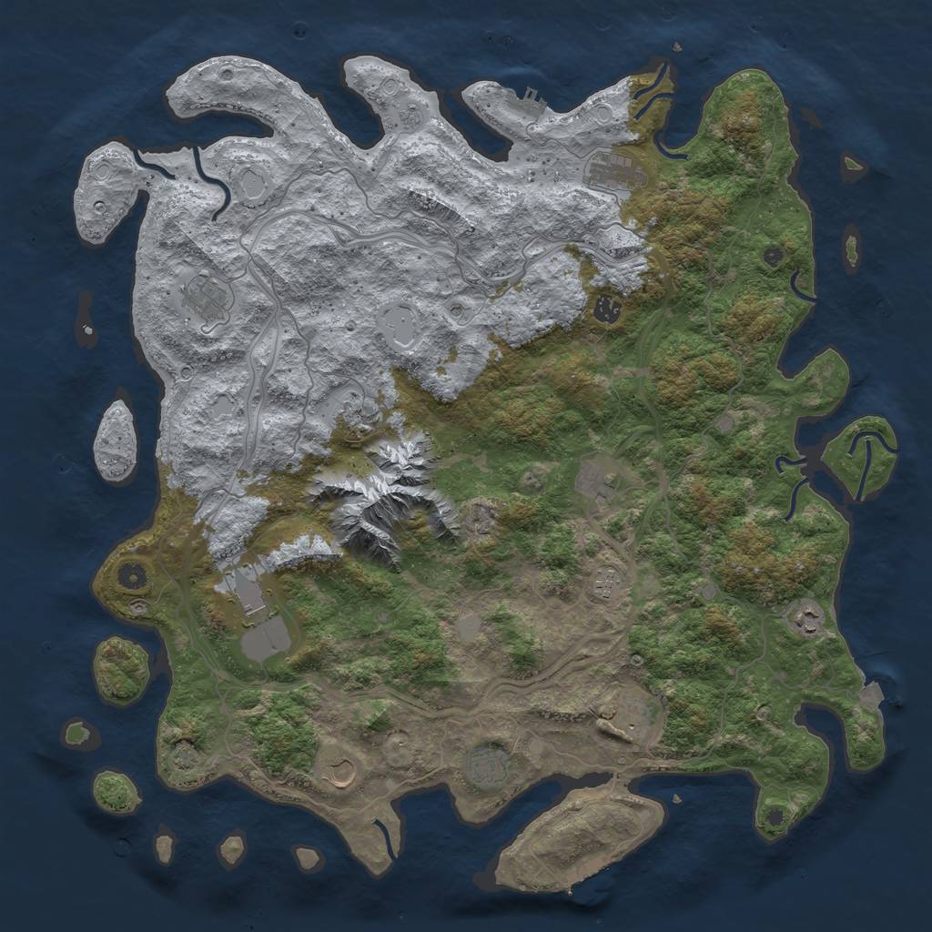 Rust Map: Procedural Map, Size: 5000, Seed: 6500000, 19 Monuments