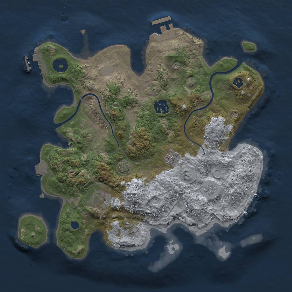 Rust Map: Procedural Map, Size: 3000, Seed: 1569916164, 9 Monuments