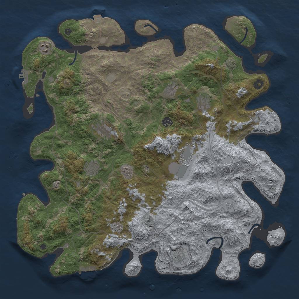 Rust Map: Procedural Map, Size: 4400, Seed: 94802651, 17 Monuments