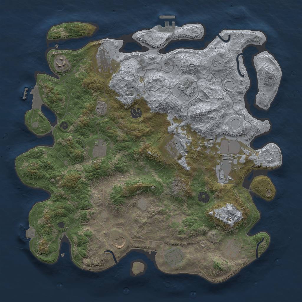 Rust Map: Procedural Map, Size: 3950, Seed: 95163580, 19 Monuments