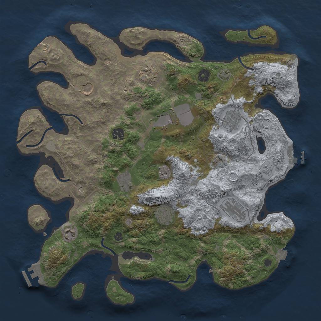 Rust Map: Procedural Map, Size: 3850, Seed: 98566809, 18 Monuments