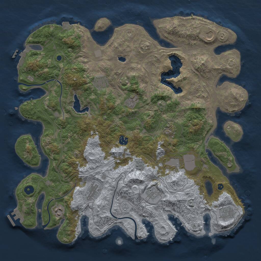 Rust Map: Procedural Map, Size: 4250, Seed: 2066922350, 17 Monuments