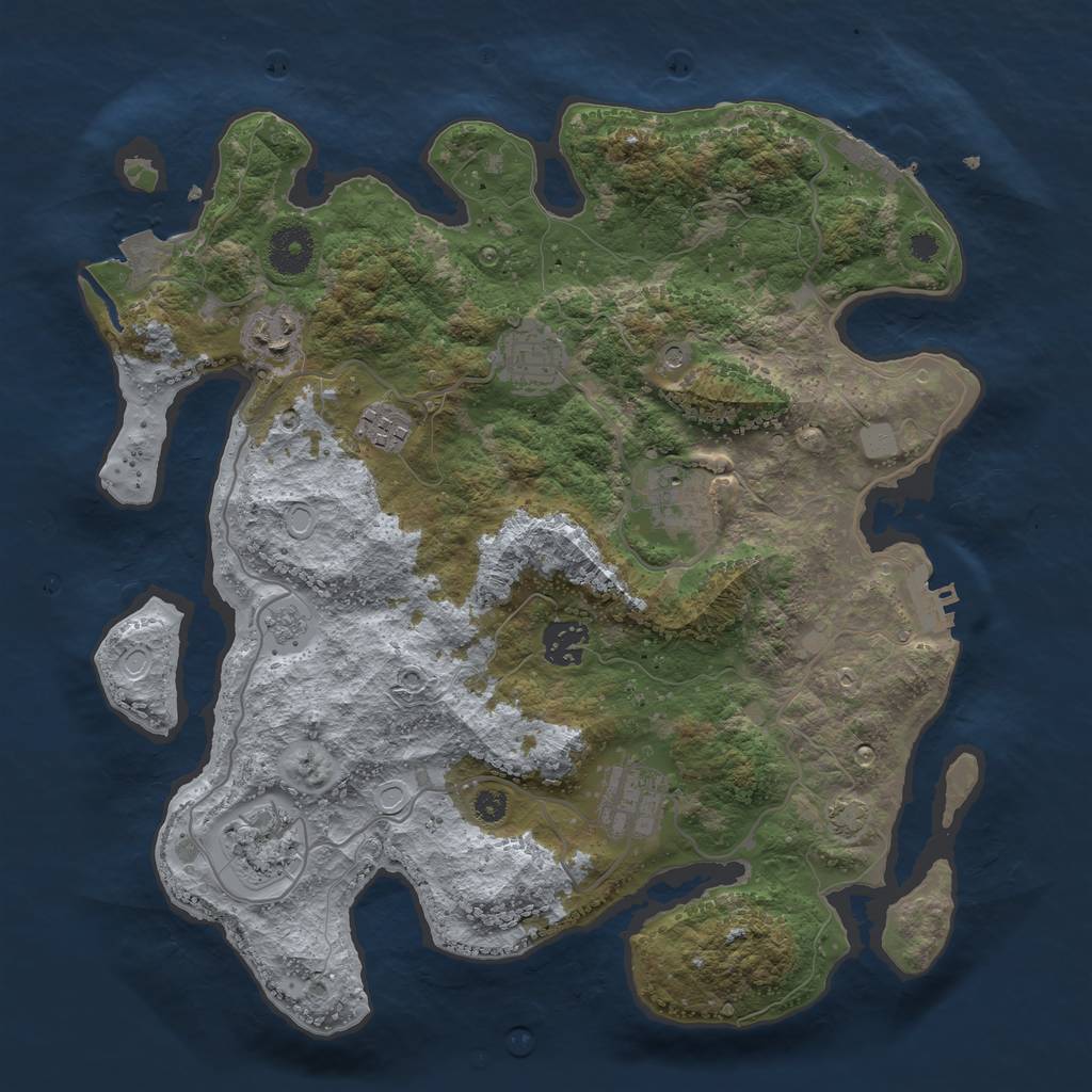 Rust Map: Procedural Map, Size: 3450, Seed: 66053972, 15 Monuments