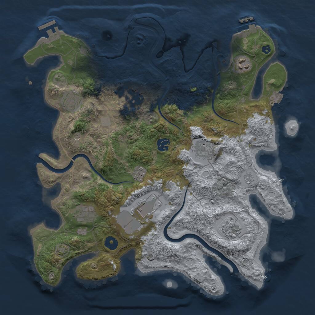 Rust Map: Procedural Map, Size: 3550, Seed: 97907613, 15 Monuments