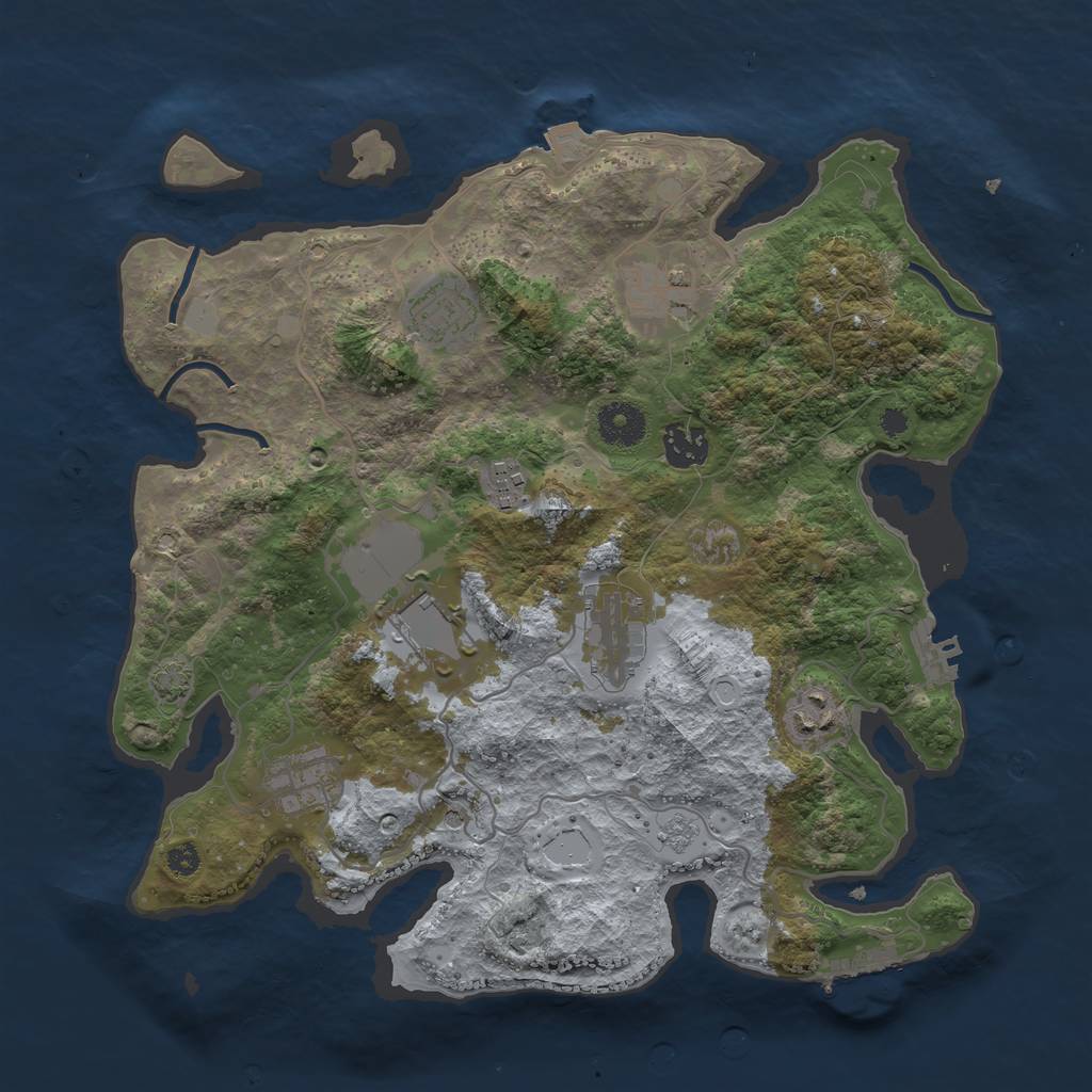 Rust Map: Procedural Map, Size: 3500, Seed: 1920750123, 16 Monuments