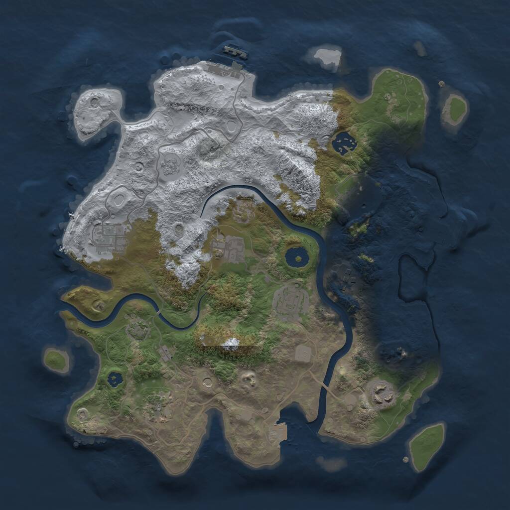 Rust Map: Procedural Map, Size: 3400, Seed: 38332254, 14 Monuments