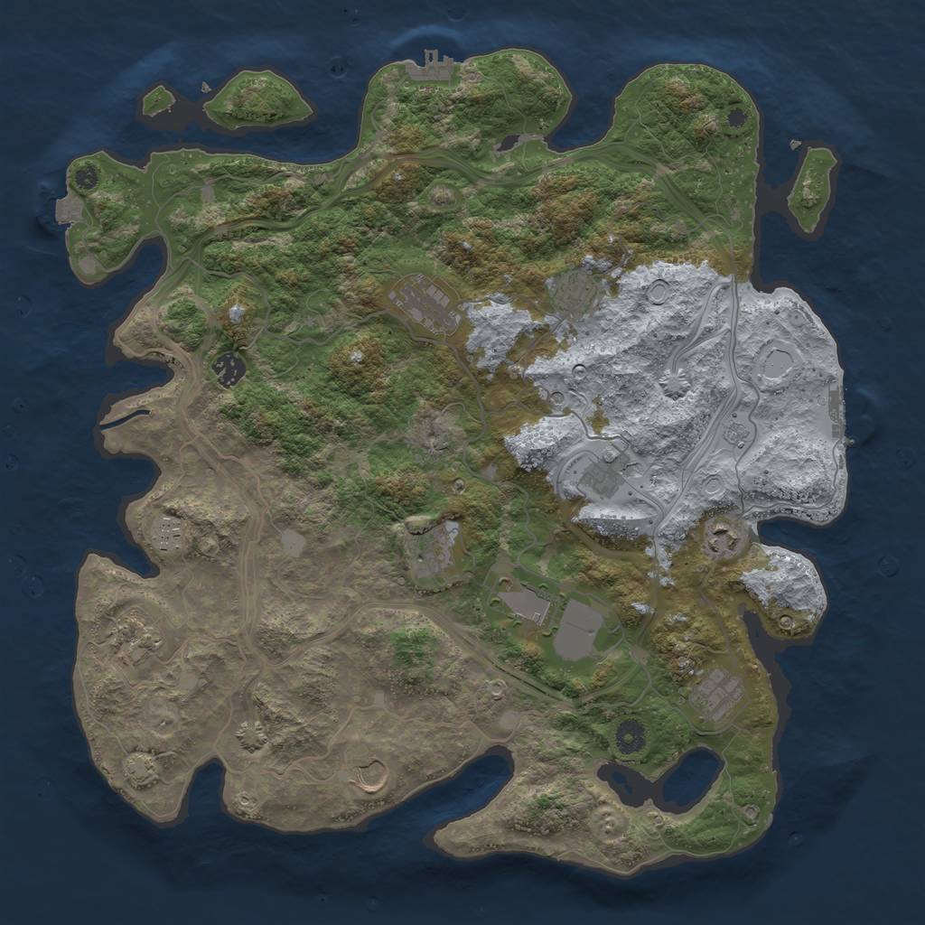 Rust Map: Procedural Map, Size: 4250, Seed: 1850578244, 19 Monuments