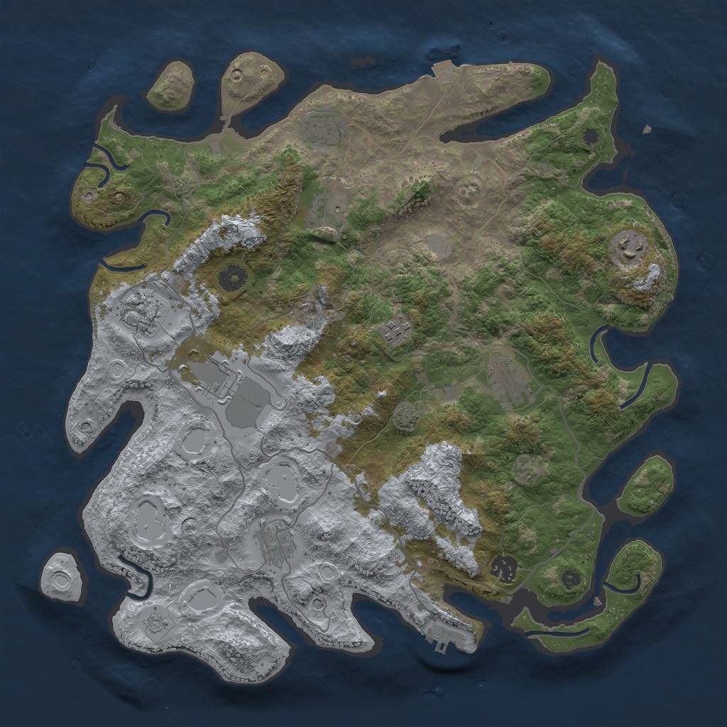 Rust Map: Procedural Map, Size: 4000, Seed: 422957133, 16 Monuments