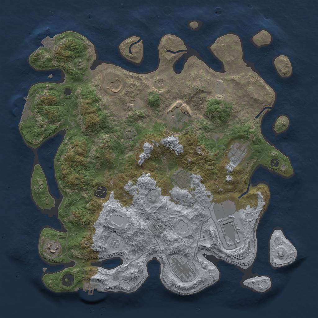 Rust Map: Procedural Map, Size: 3750, Seed: 35808870, 17 Monuments