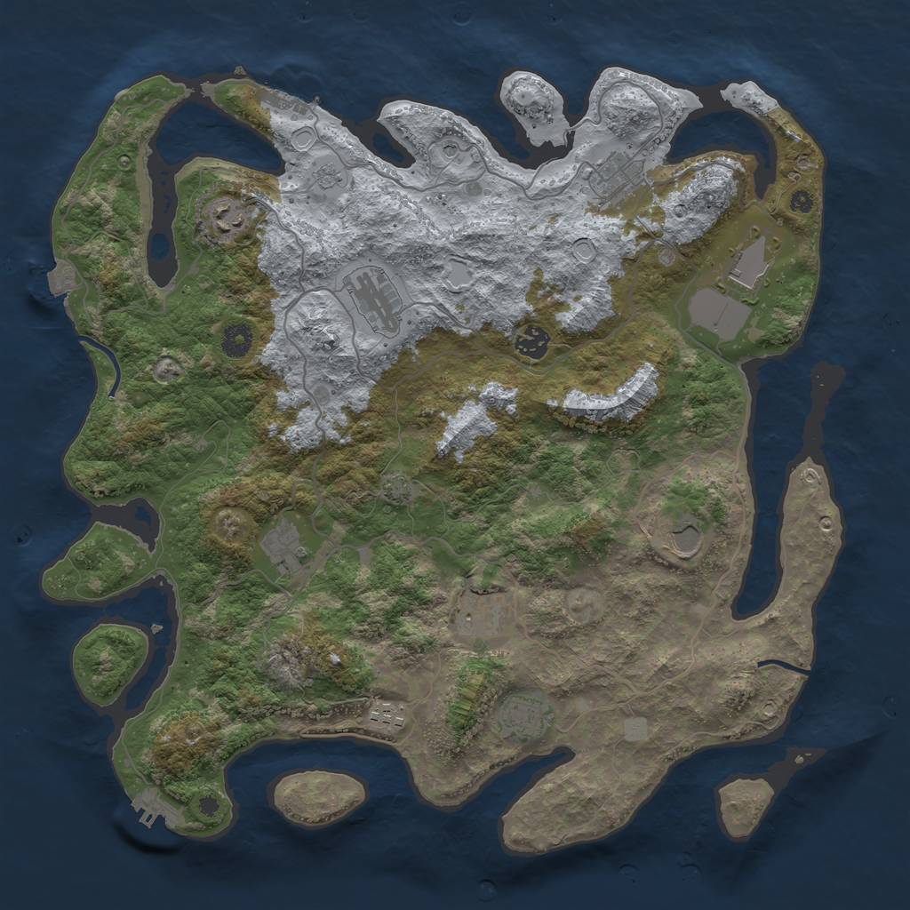 Rust Map: Procedural Map, Size: 4100, Seed: 17165413, 18 Monuments
