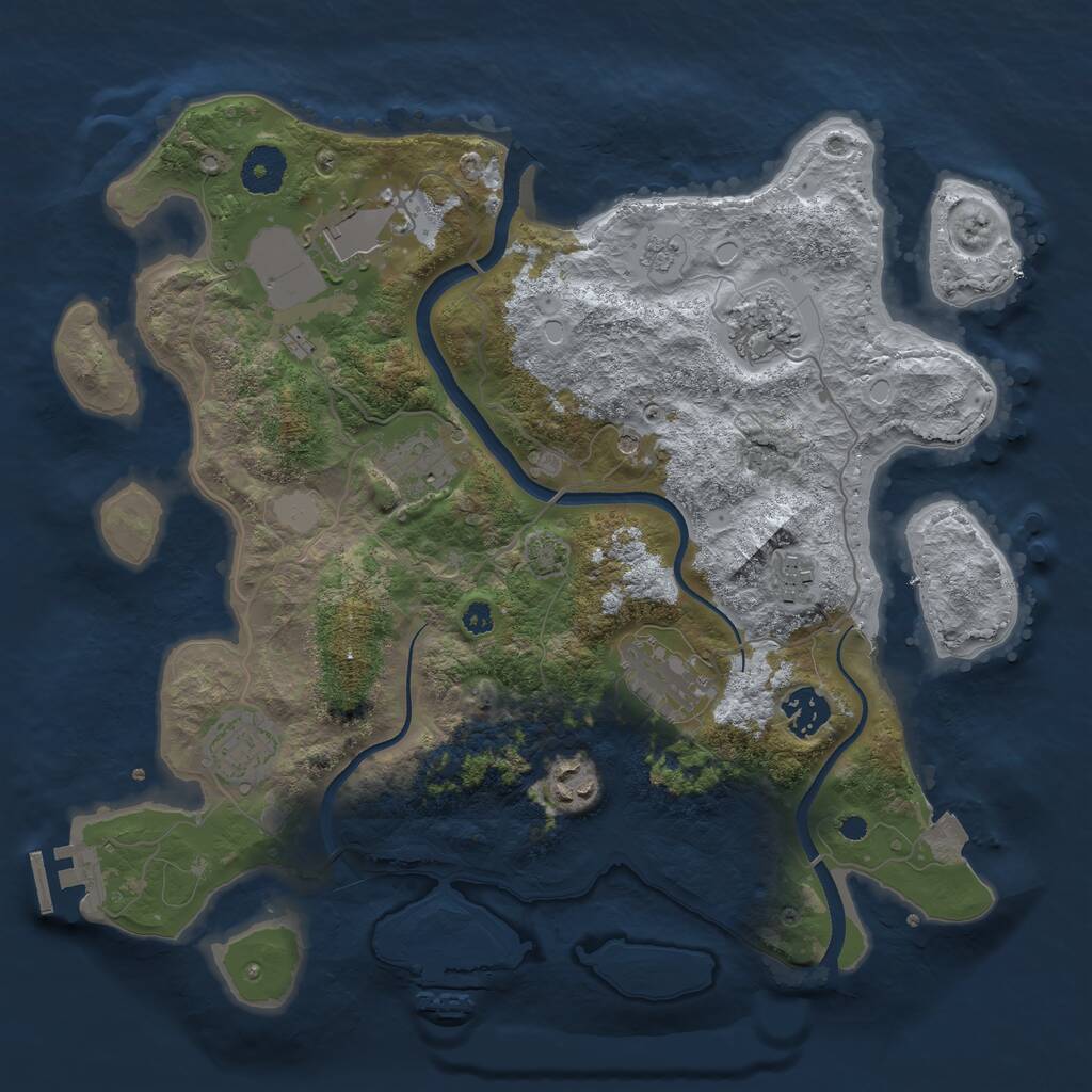 Rust Map: Procedural Map, Size: 3500, Seed: 14432258, 14 Monuments