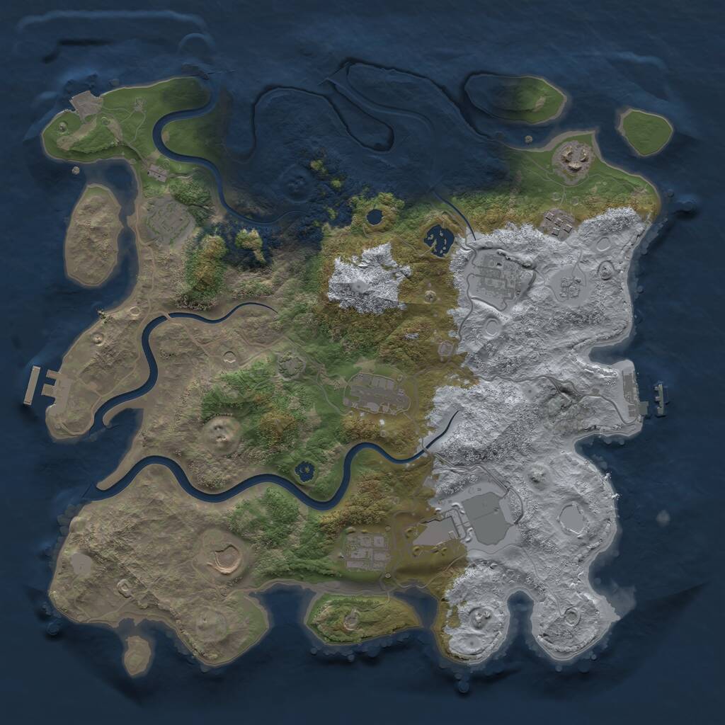 Rust Map: Procedural Map, Size: 3750, Seed: 4662450, 15 Monuments