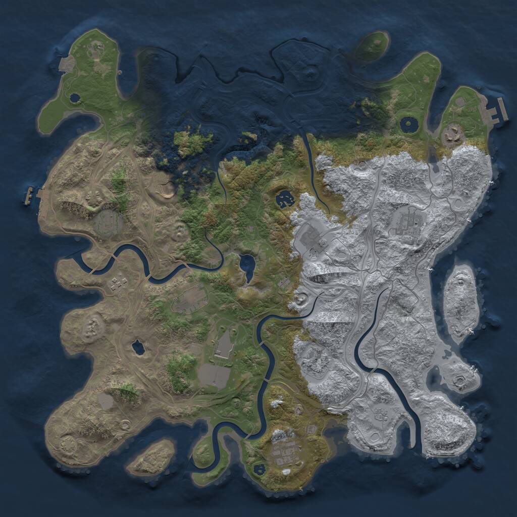 Rust Map: Procedural Map, Size: 4400, Seed: 29853803, 17 Monuments