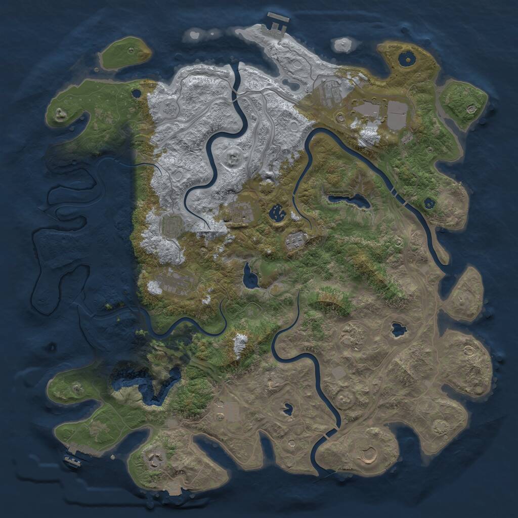 Rust Map: Procedural Map, Size: 4700, Seed: 739299454, 17 Monuments