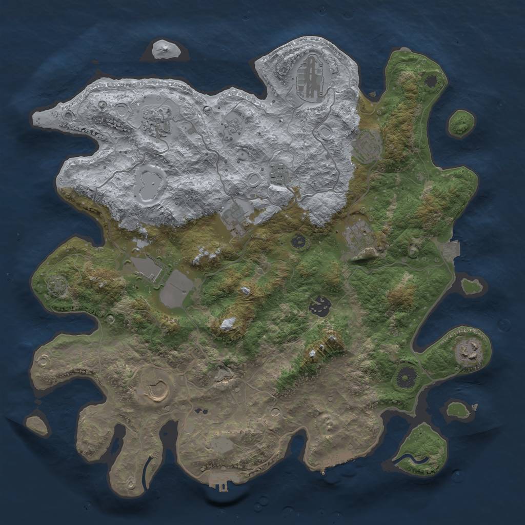 Rust Map: Procedural Map, Size: 3800, Seed: 92051676, 18 Monuments